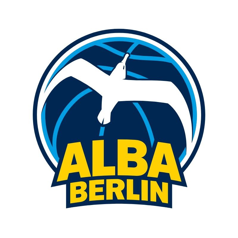 Das Logo von Alba Berlin zeigt einen stilisierten Vogel über einem Basketball, mit dem Schriftzug 