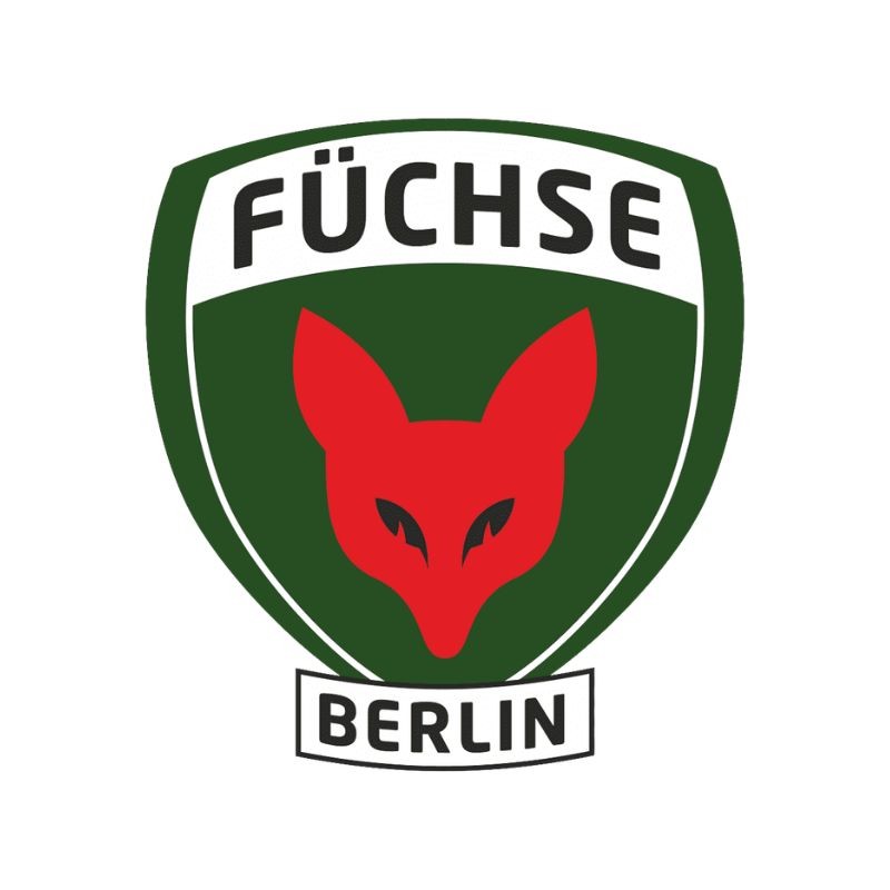 Ein roter Fuchskopf auf einem grünen Schild. Der Text 