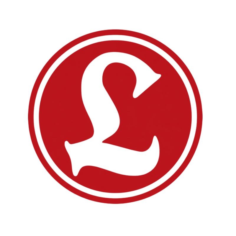 Ein rotes, rundes Logo mit einem stilisierten weißen Buchstaben in der Mitte. Der Buchstabe hat eine geschwungene Form.