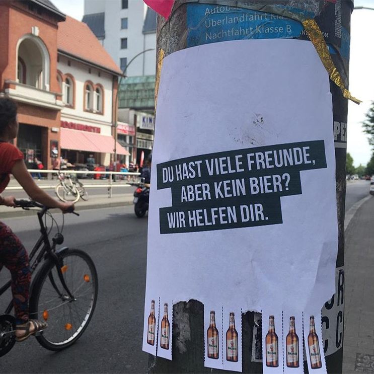 Zettel in Berlin Herrmannstraße zu Bier